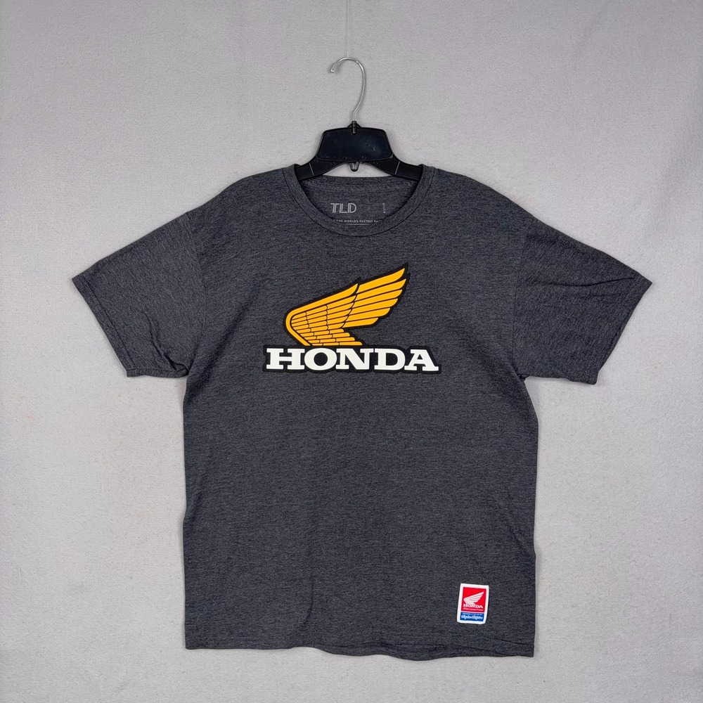 Troy Lee Designs Shirt Mens Large Gray Heather Honda Wing Racing Moto Graphic